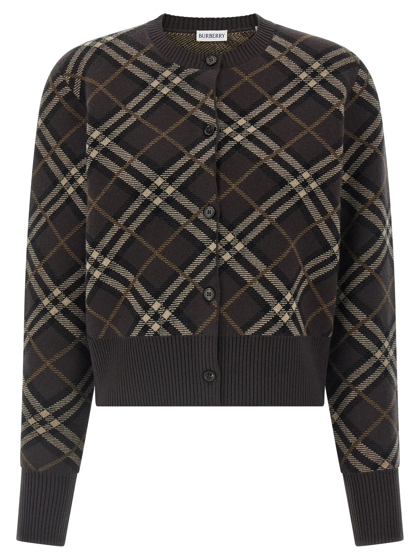 Burberry Brown Wool Cardigan - L