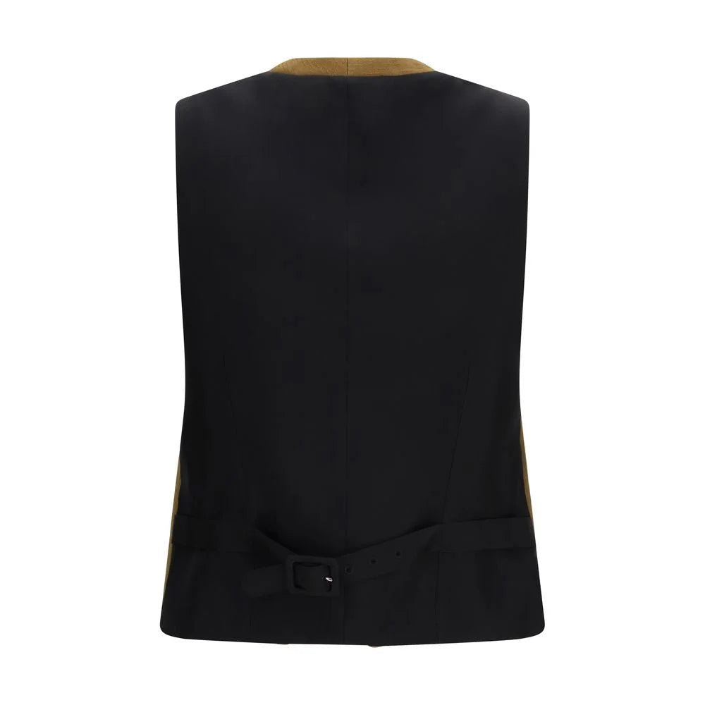 Burberry Brown Wool Oves Aries Sleveless Jacket