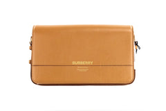Burberry Grace Small Nutmeg Smooth Leather Flap Crossbody Clutch Handbag Purse - Cross Body Bags