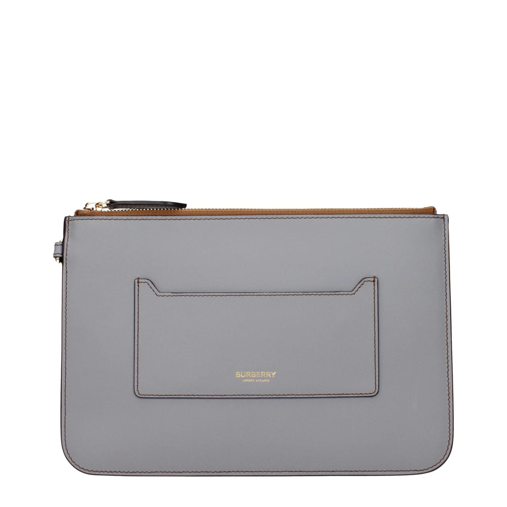 Burberry Gray Leather Clutch Bag