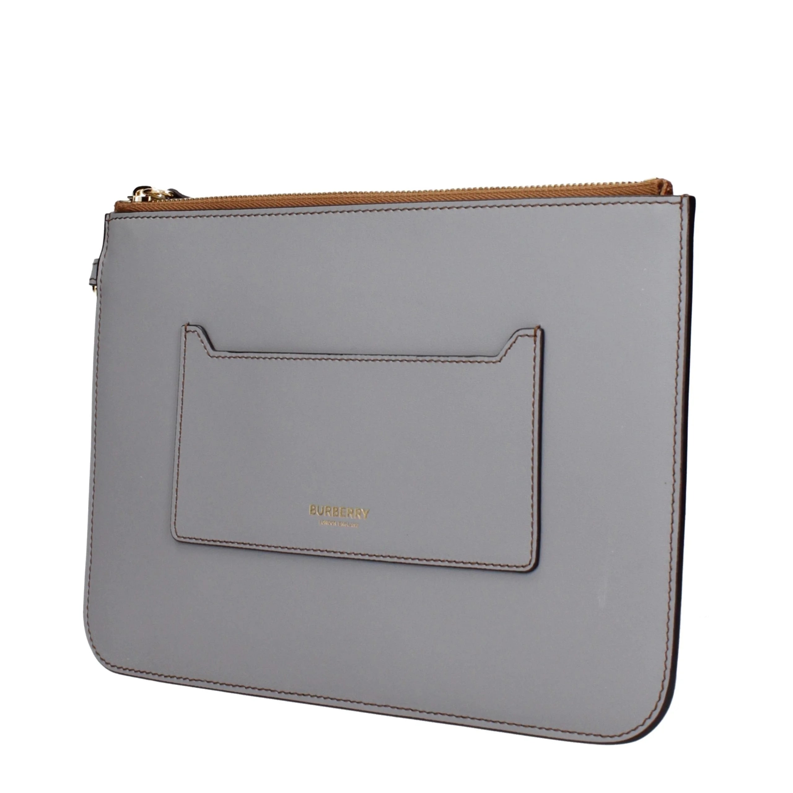 Burberry Gray Leather Clutch Bag