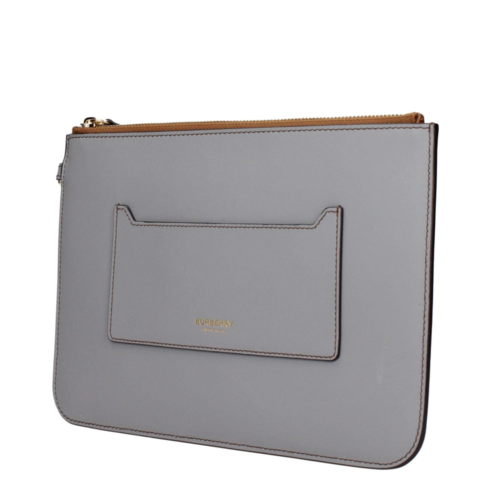 Burberry Gray Leather Clutch Bag