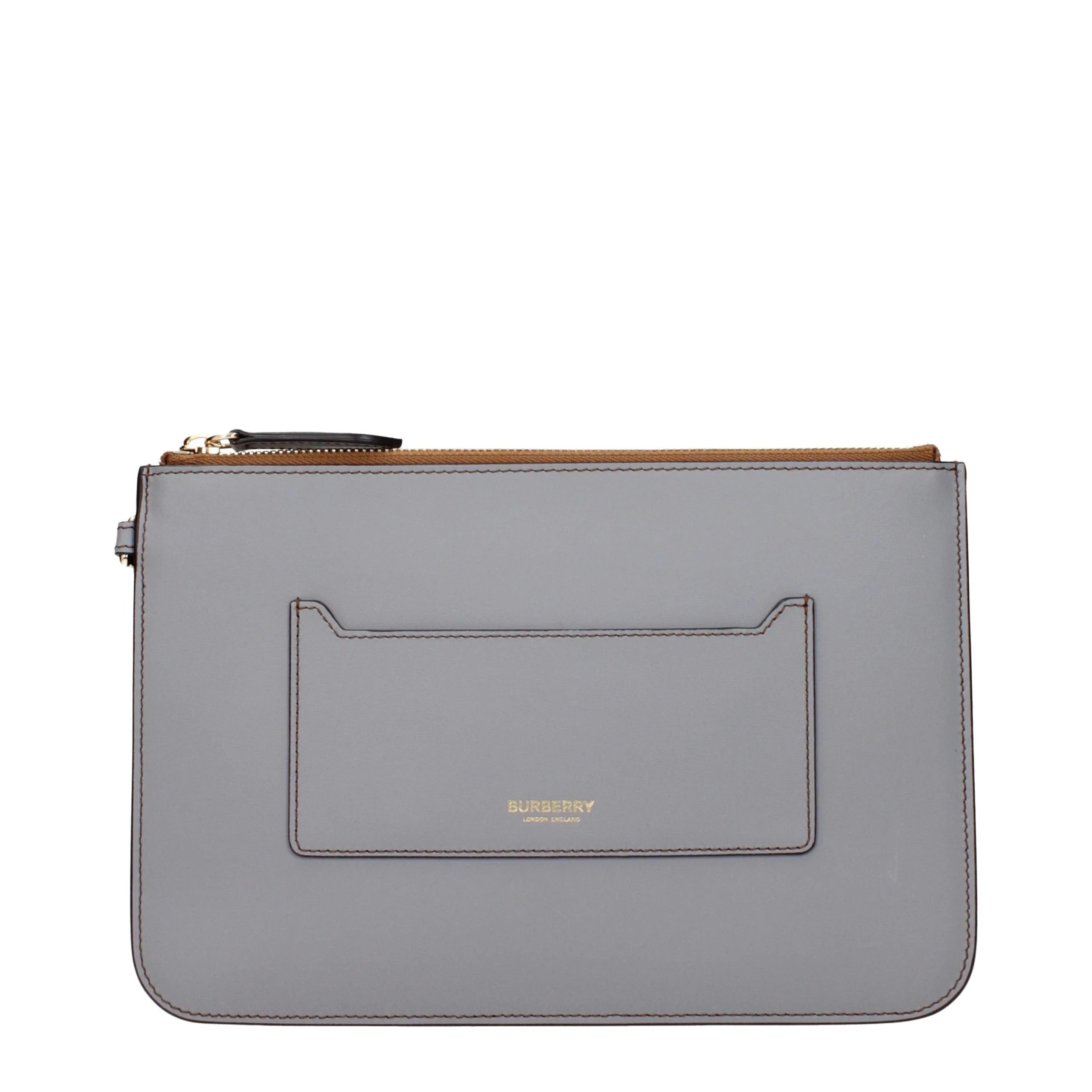 Pochette Burberry grigia in pelle