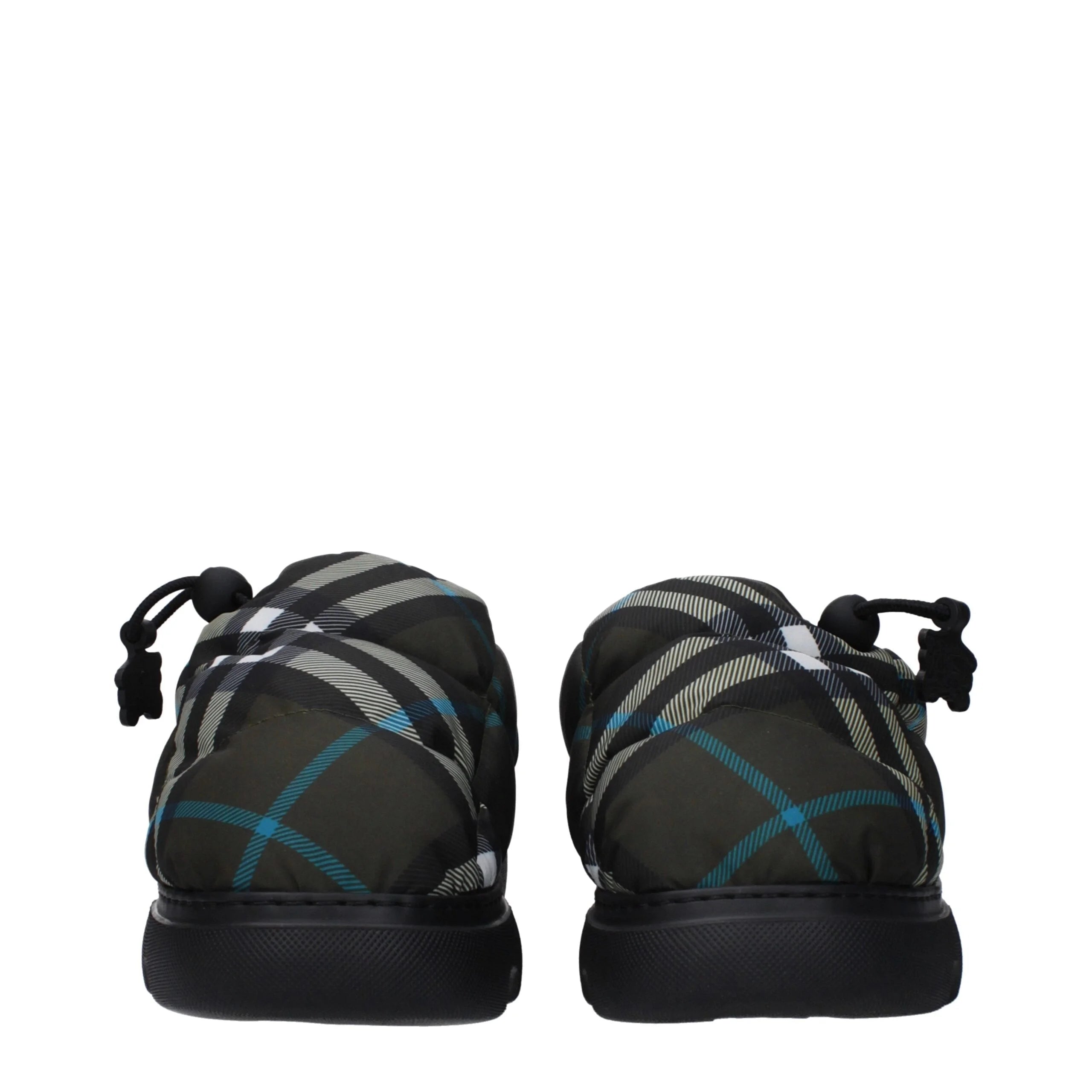 Burberry Green Fabric Slip-On Loafers