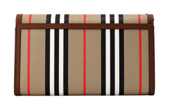 Burberry Hannah Icon Stripe Archive Tan E-Canvas Leather Wallet Crossbody Bag - Cross Body Bags