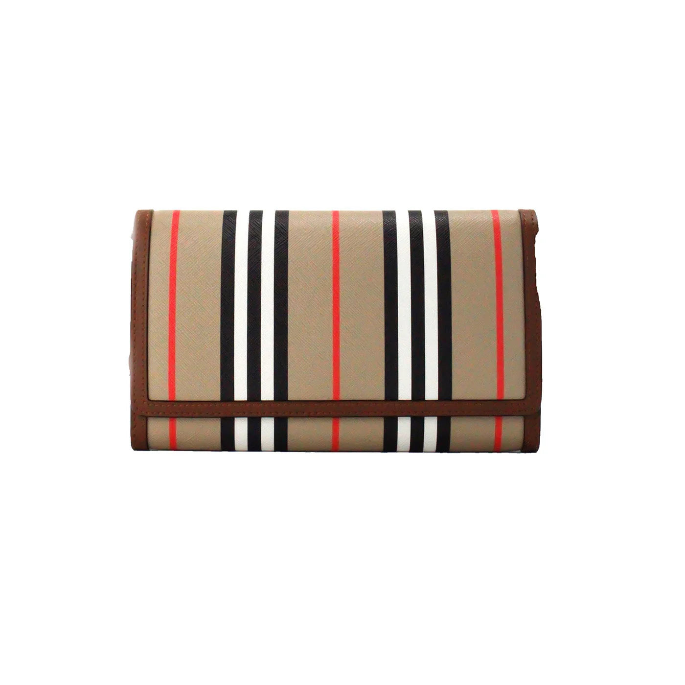 Burberry Hannah Icon Stripe Archive Tan E-Canvas Leather Wallet Crossbody Bag - Cross Body Bags