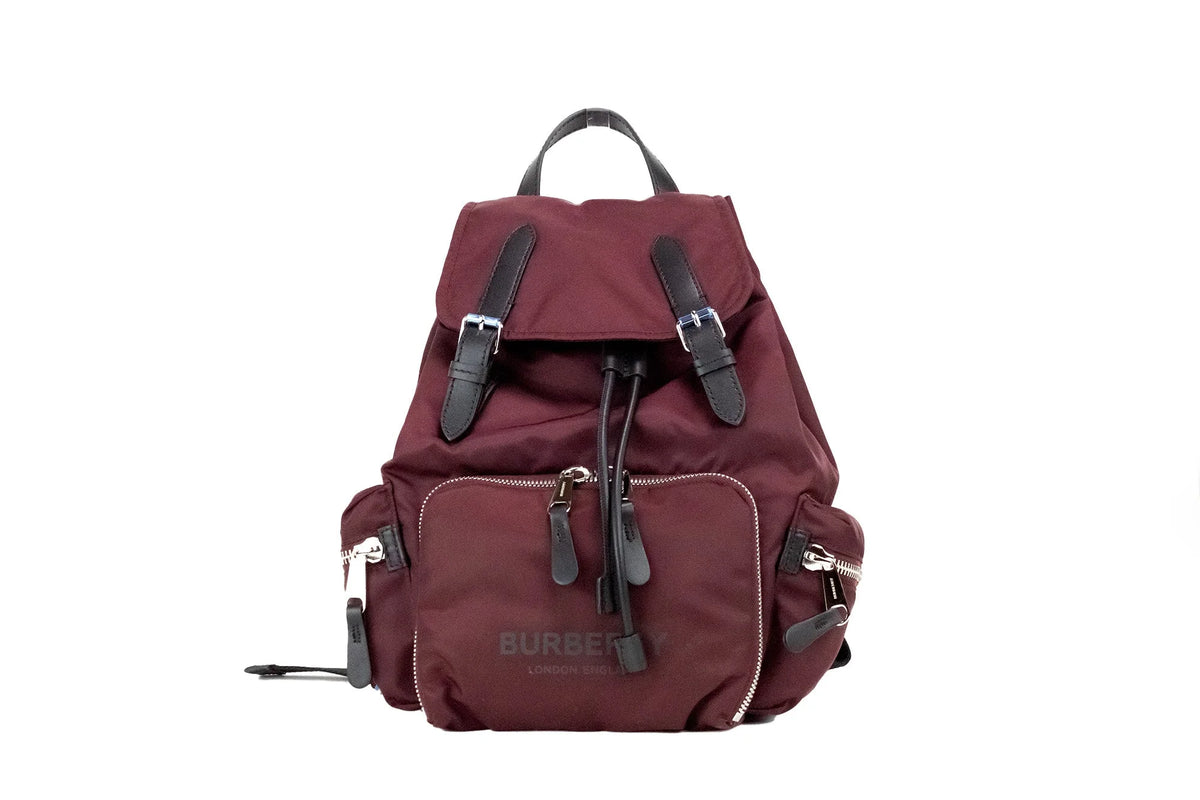 Burberry Medium Burgundy Econyl Nylon Rucksack Drawstring Backpack Bookbag - Backpacks