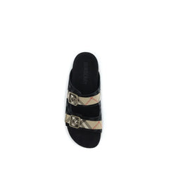 Burberry Multicolor Calf Leather Bos Taurus Flat Sandals