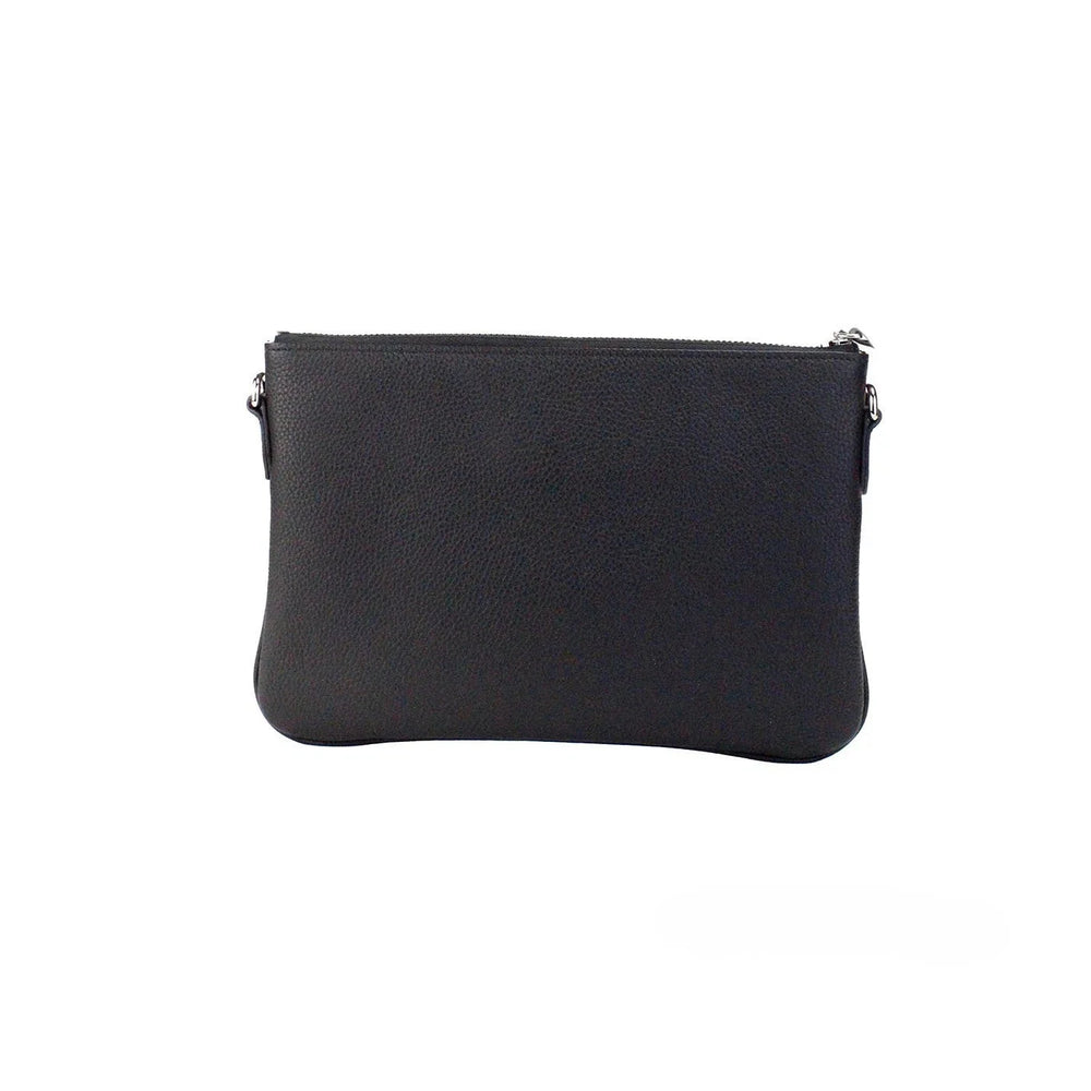 Burberry Peyton Monogram Black Leather Pouch Crossbody Bag Purse