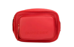 Burberry Small Branded Bright Red Grainy Leather Camera Crossbody Bag - Cross Body Bags
