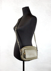 Burberry Small Branded Dark Fern Green Grainy Leather Camera Crossbody Bag