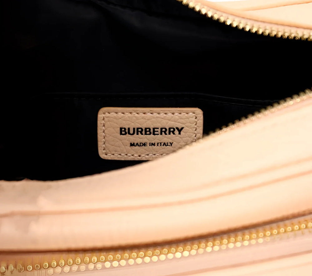 Burberry Small Branded Peach Pink Grainy Leather Camera Crossbody Bag - Cross Body Bags