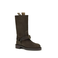 Burberry Suede Saddle Ankle Boots - Boots