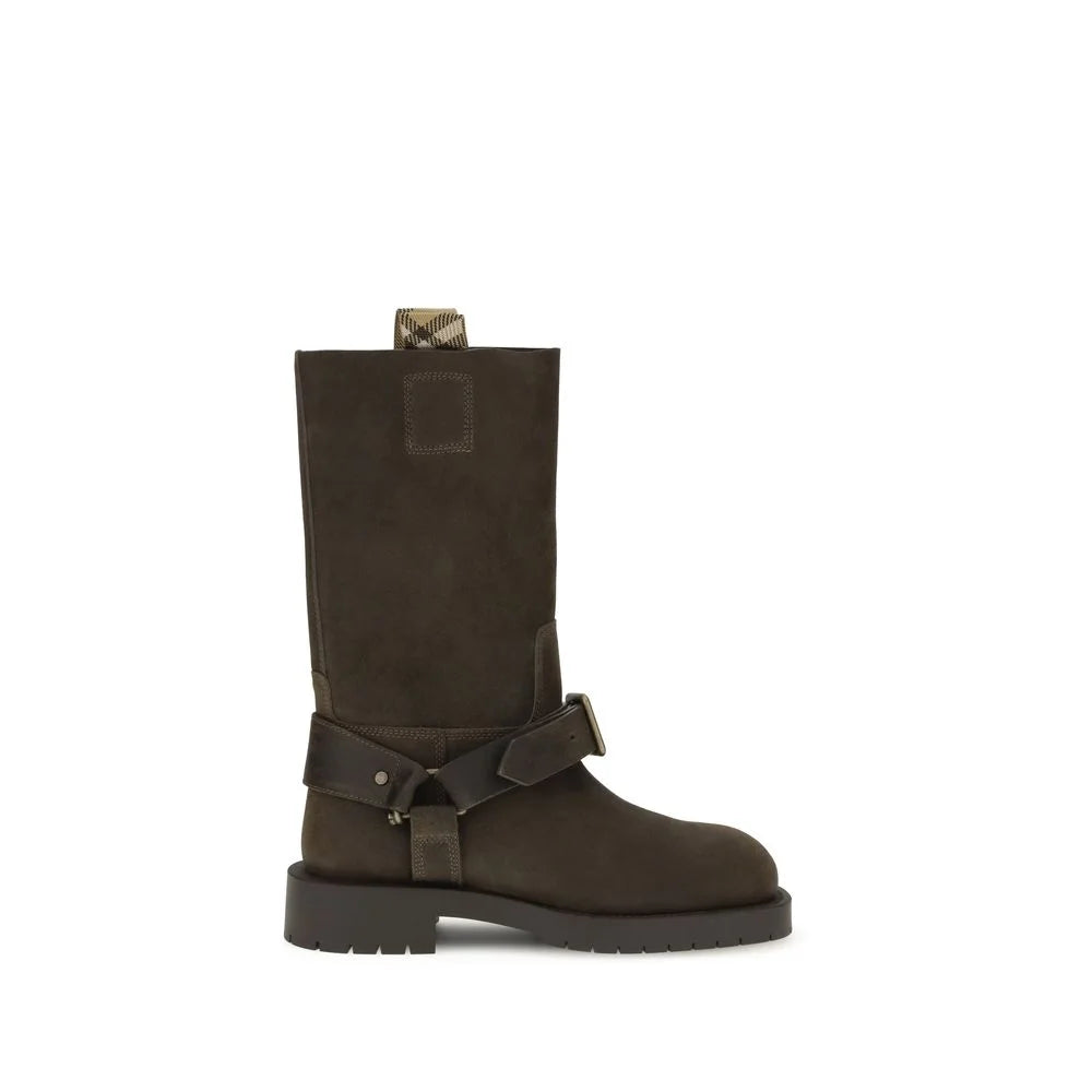 Burberry Suede Saddle Ankle Boots - Boots