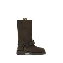 Burberry Suede Saddle Ankle Boots - Boots