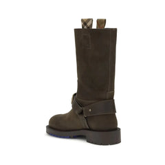 Burberry Suede Saddle Ankle Boots - Boots