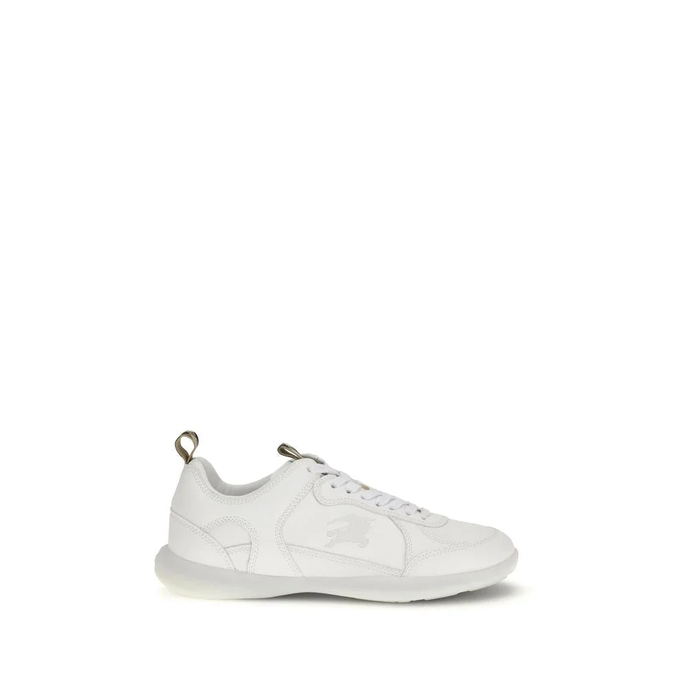 Burberry White Calf Leather Bos Taurus Athletic Sneakers