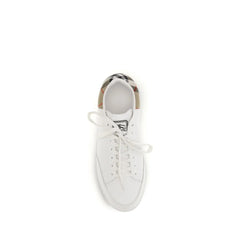 Burberry White Calf Leather Bos Taurus Low Top Sneakers