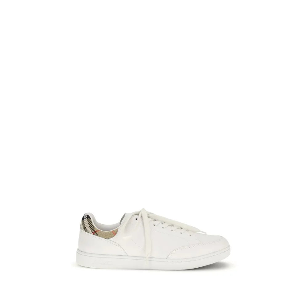 Burberry White Calf Leather Bos Taurus Low Top Sneakers