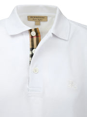 Burberry White Cotton Collared Polo Shirt - Polos
