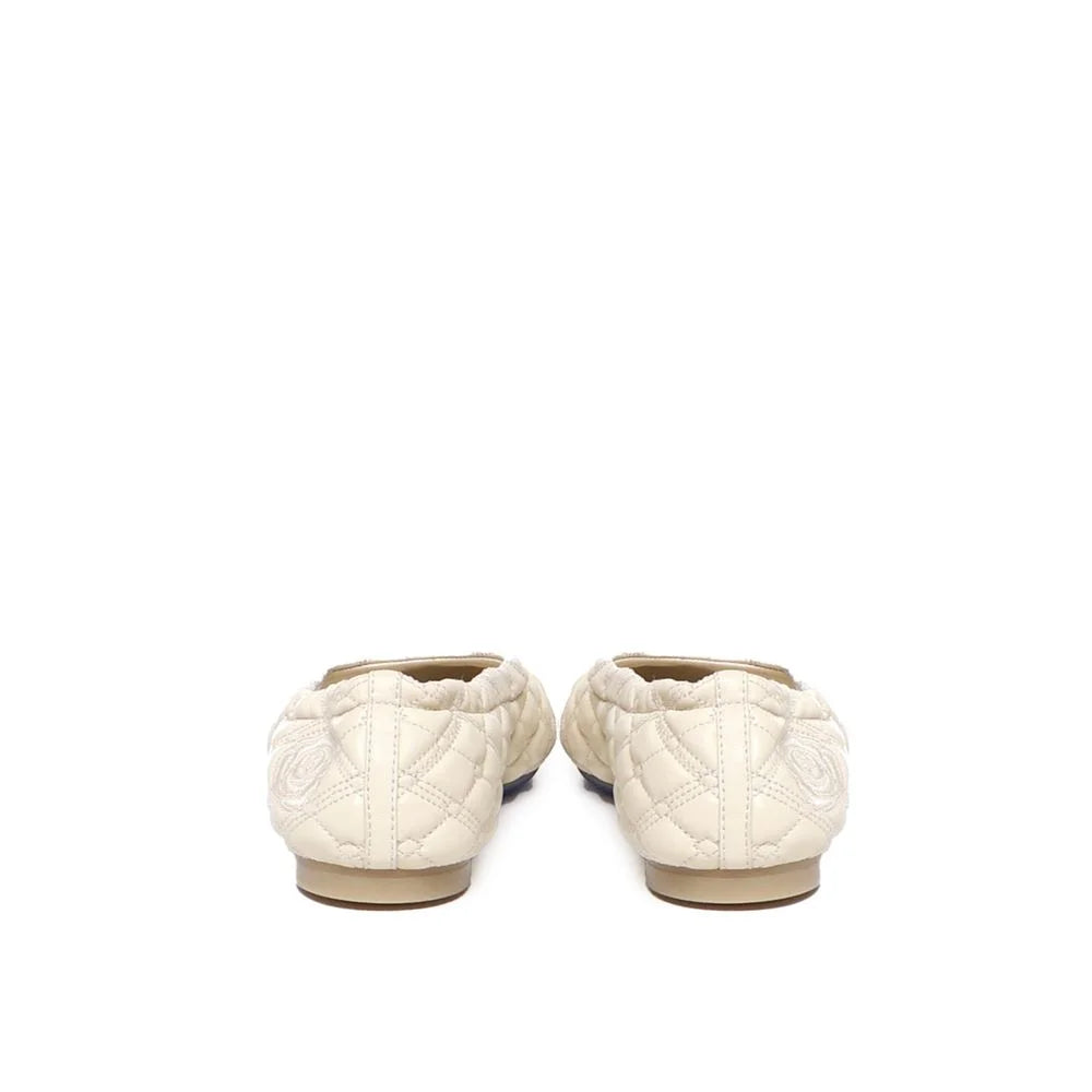 Burberry White Lamb Leather Ballet Flats - EU36/US6