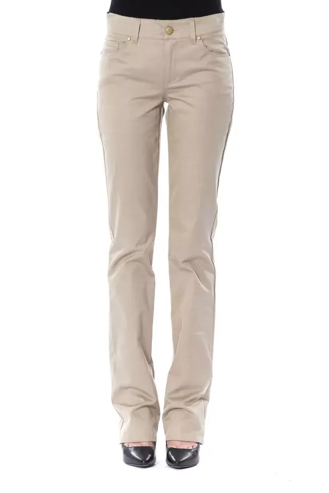 BYBLOS Beige Cotton Women Pant - Trousers