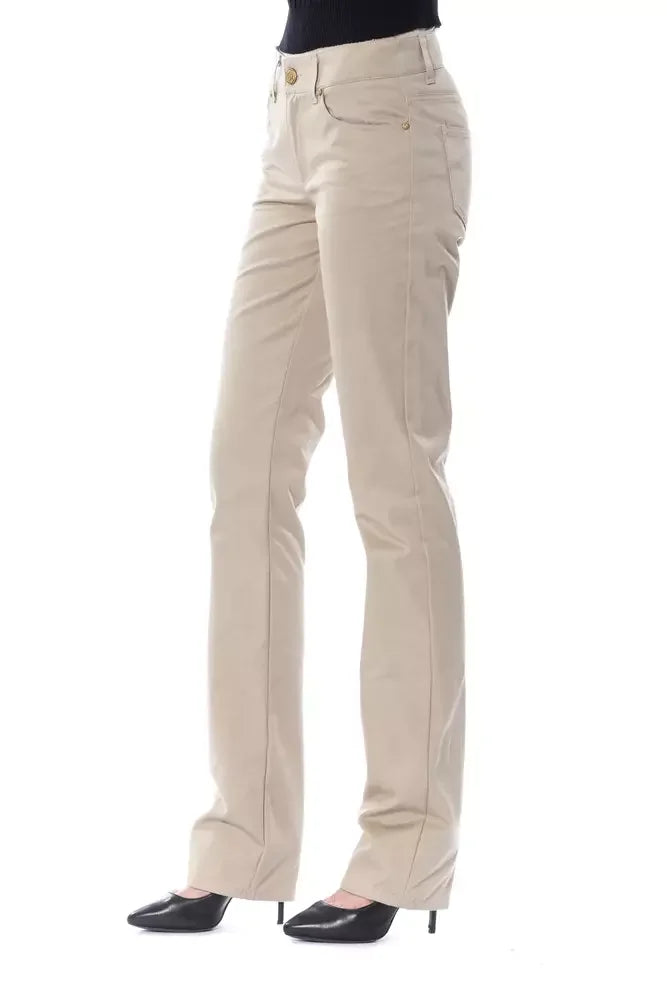 BYBLOS Beige Cotton Women Pant - Trousers