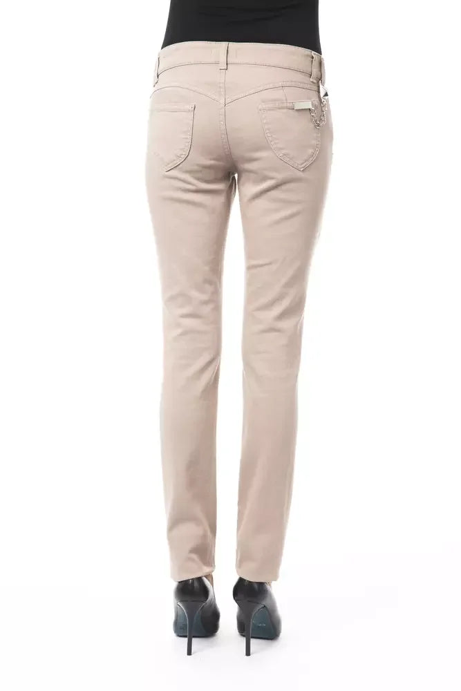 BYBLOS Beige Cotton Women Slim Pant - Trousers