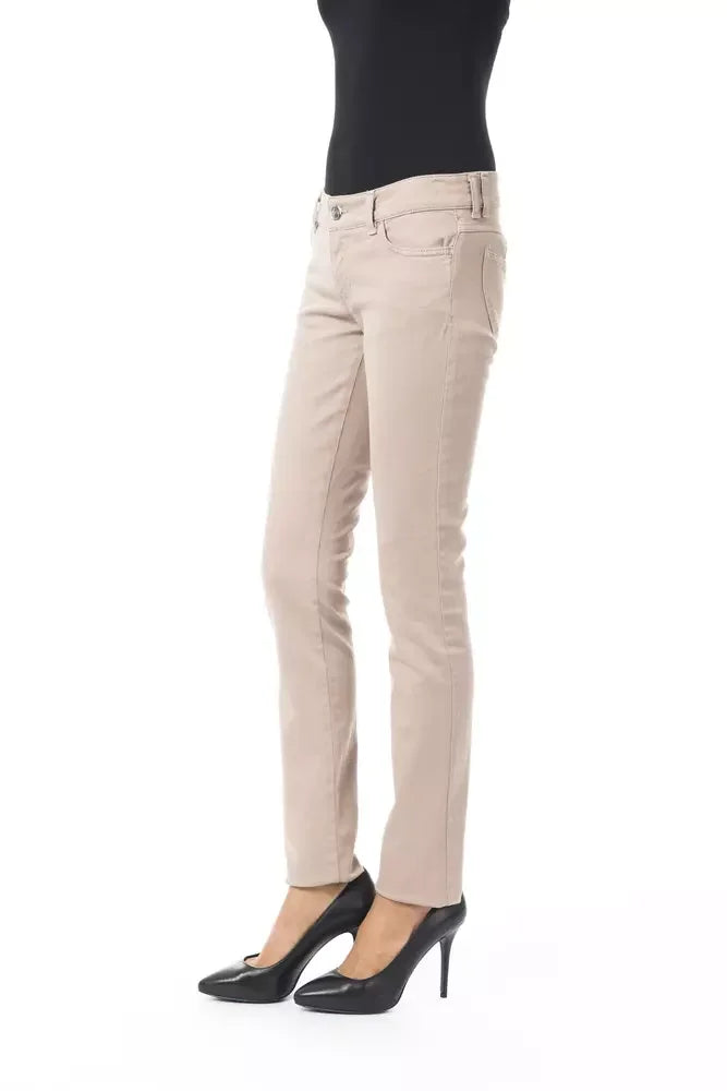 BYBLOS Beige Cotton Women Slim Pant - Trousers
