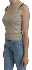 BYBLOS Beige Sleeveless Spaghetti Strap Tank See Through Top - Tank Tops
