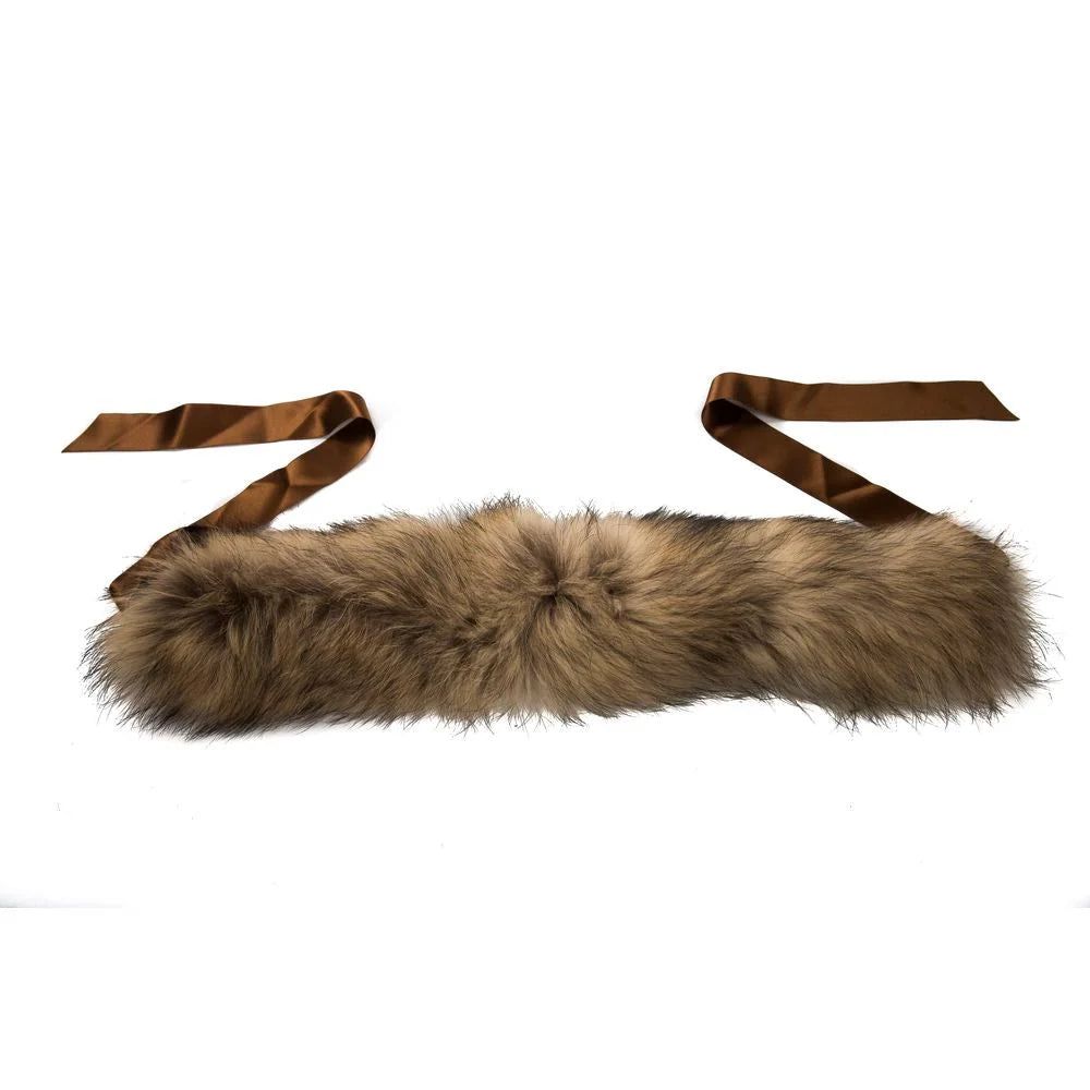 BYBLOS Brown Raccoon Fur Women Neckwarmer - Scarves & Shawls