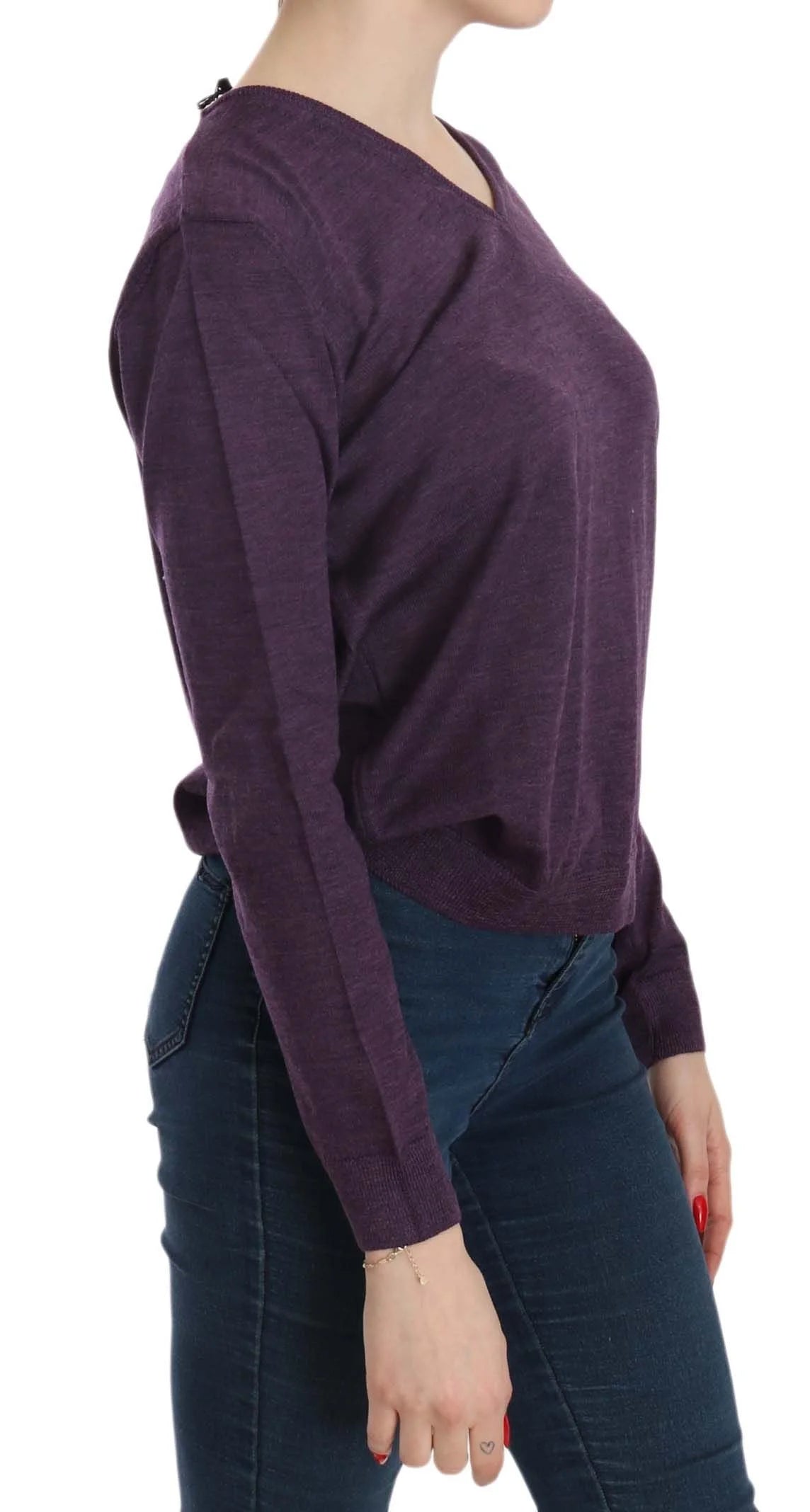 BYBLOS Purple V-neck Long Sleeve Pullover Top - XXL - Sweaters