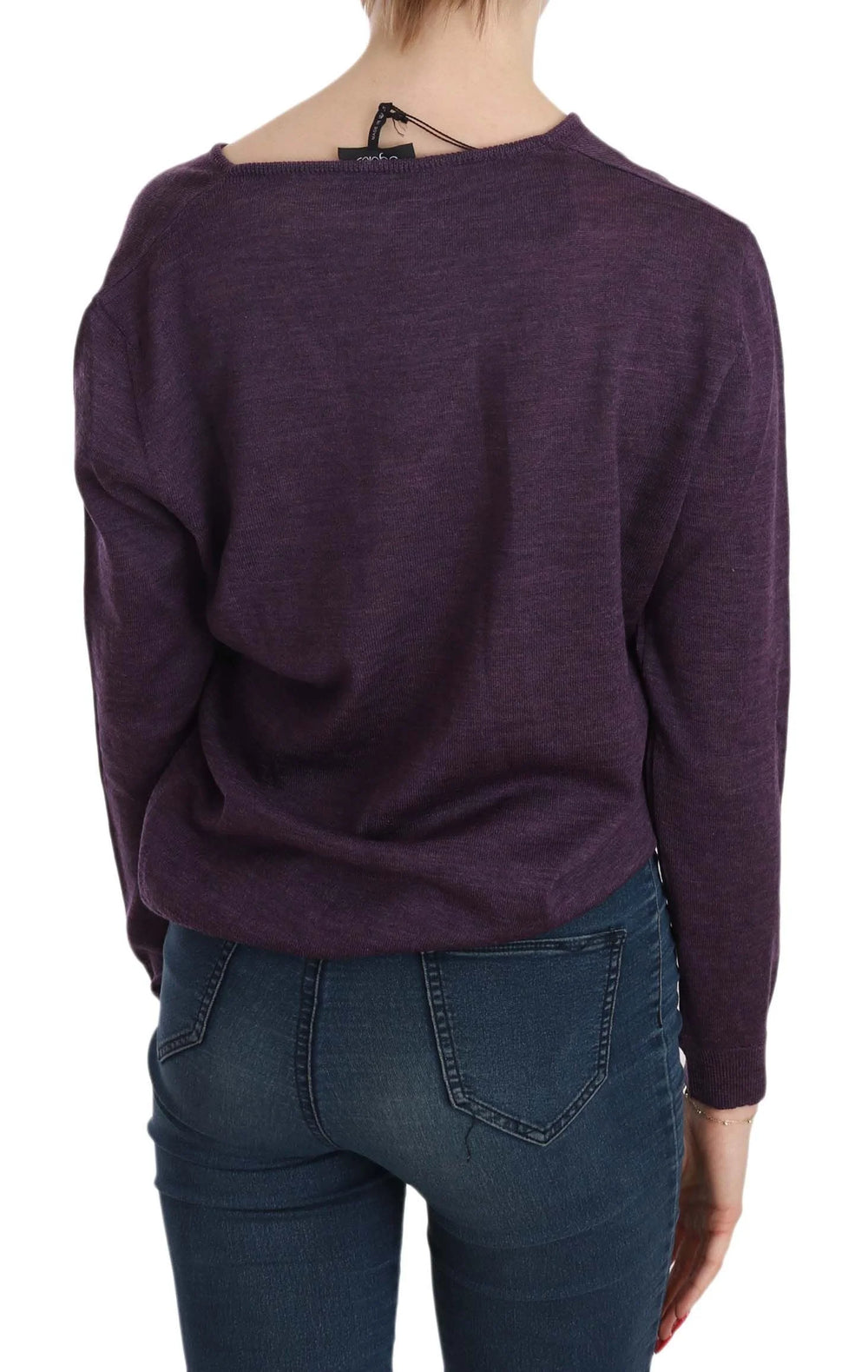 BYBLOS Purple V-neck Long Sleeve Pullover Top - XXL - Sweaters