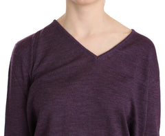 BYBLOS Purple V-neck Long Sleeve Pullover Top - XXL - Sweaters