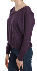 BYBLOS Purple V-neck Long Sleeve Pullover Top - XXL - Sweaters