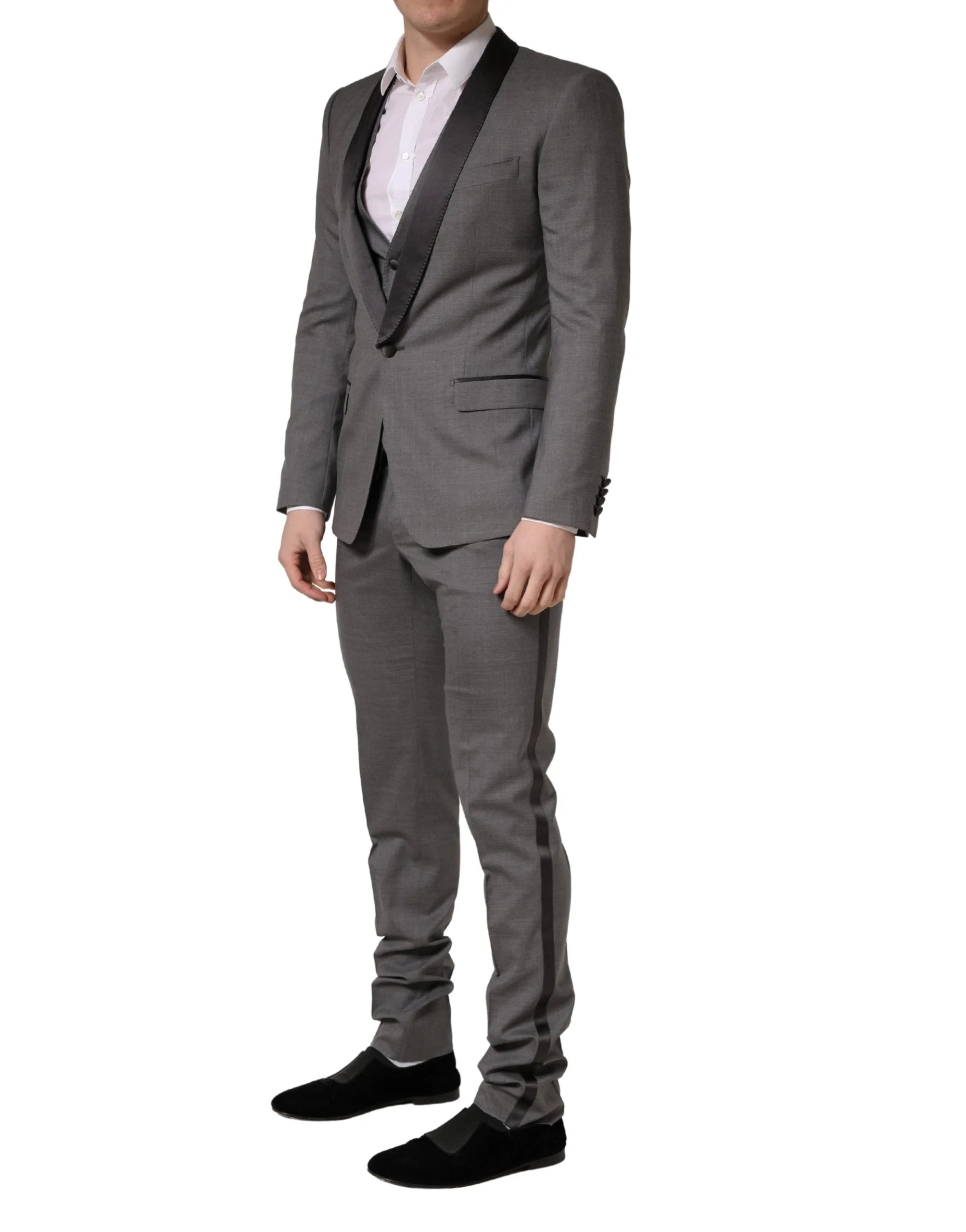 Dolce & Gabbana Gray Wool Single Breasted 1 Button 3PC Suit - IT46 | S