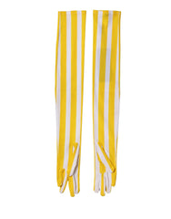 Dolce & Gabbana Yellow White Stripes Nylon Elbow Length Women Gloves - 7|S