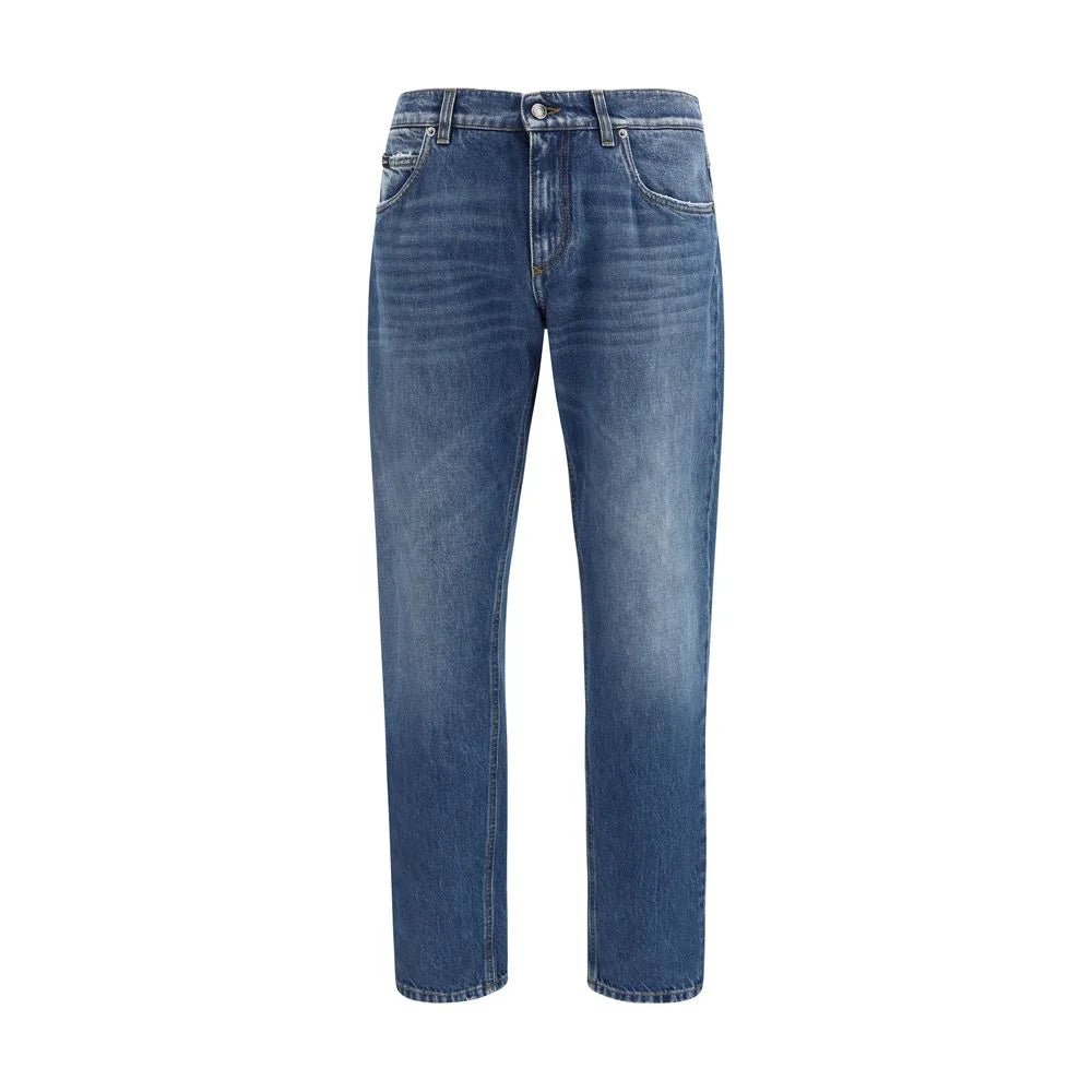 Dolce & Gabbana Blue Cotton Straight-Leg Jeans