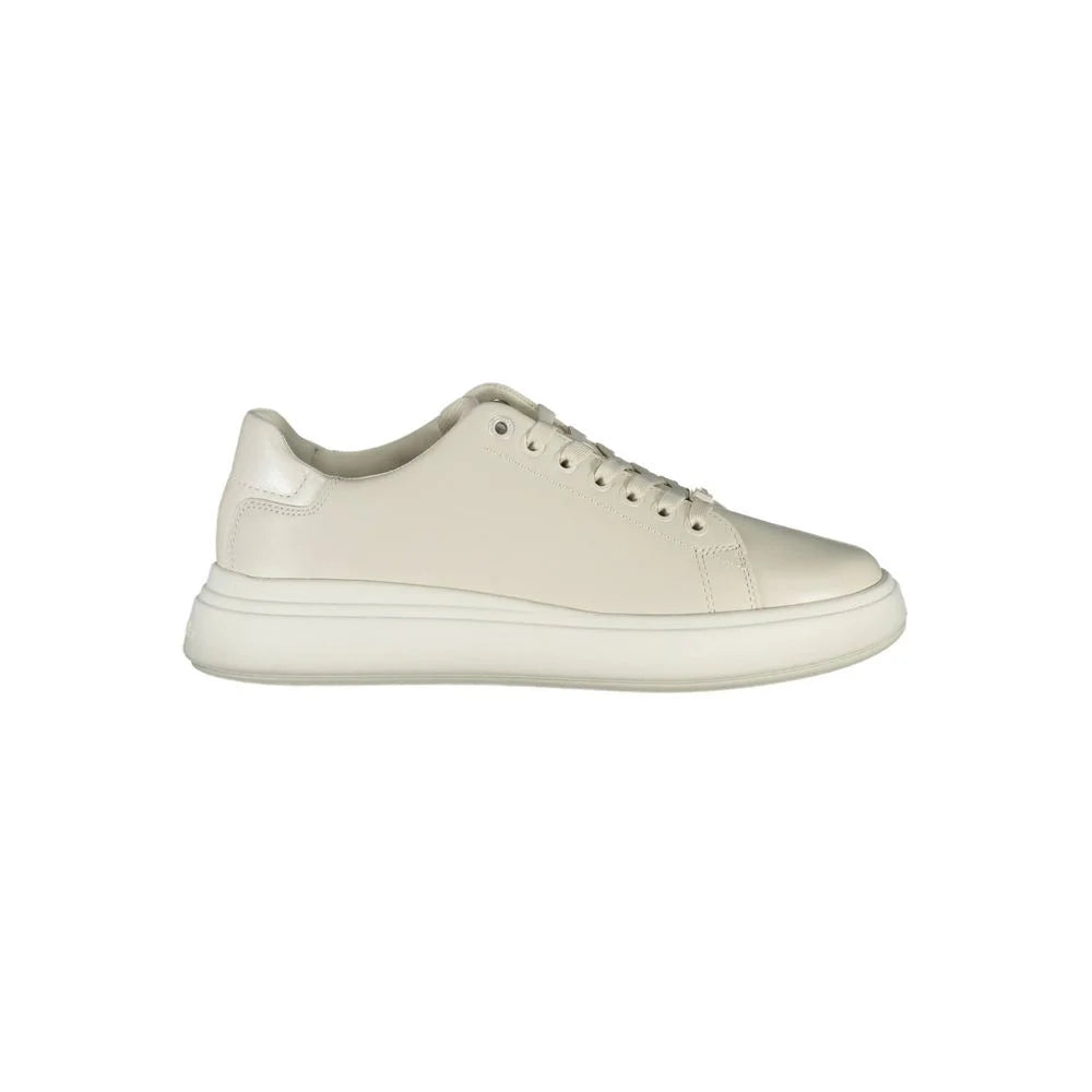Calvin Klein Beige Leather Women Sneaker - Sneakers