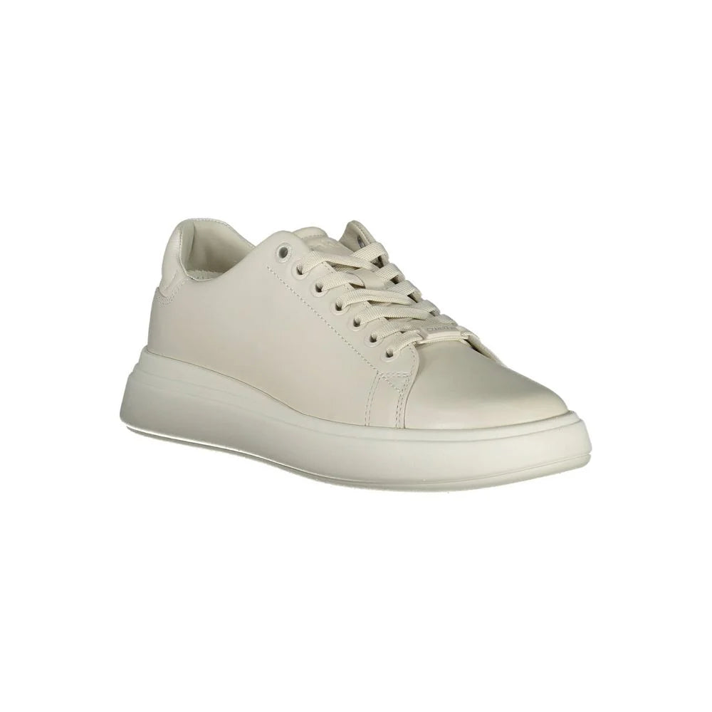 Calvin Klein Beige Leather Women Sneaker - Sneakers