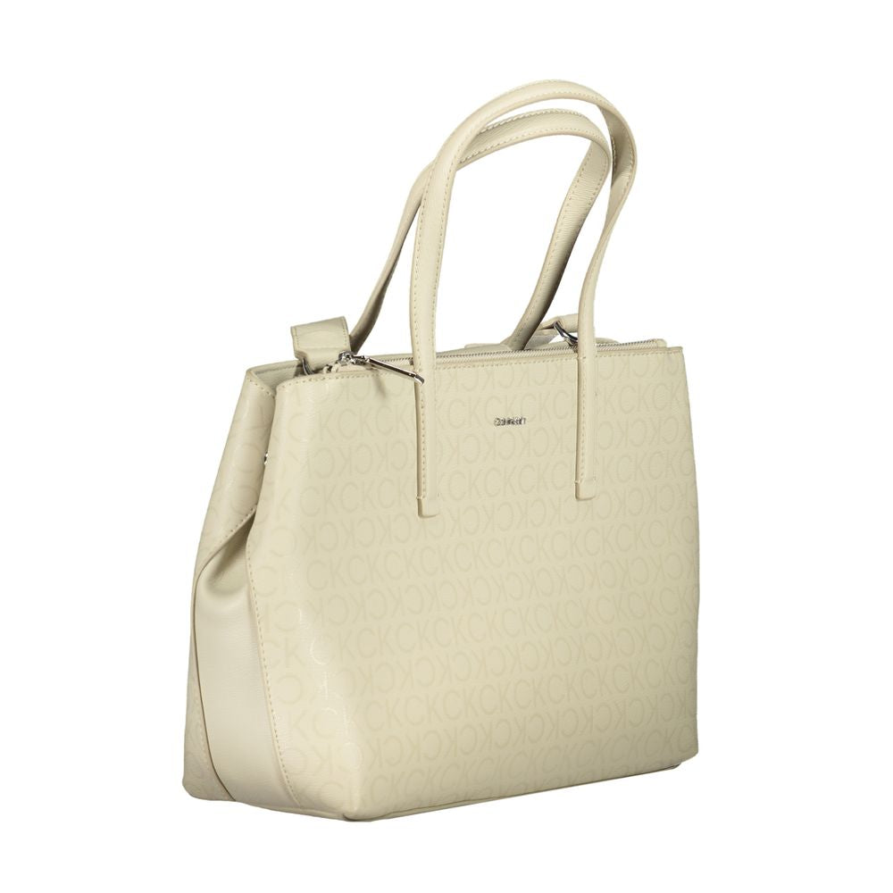 Calvin Klein Beige Polyester Handbag - Shopper Bags