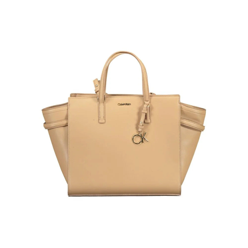 Calvin Klein Beige Polyester Women Handbag - Shopper Bags
