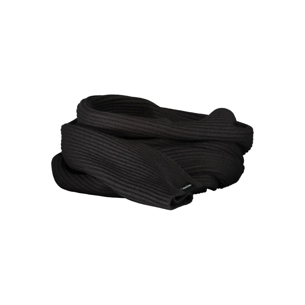 Calvin Klein Black Cotton Scarf - Scarves & Shawls