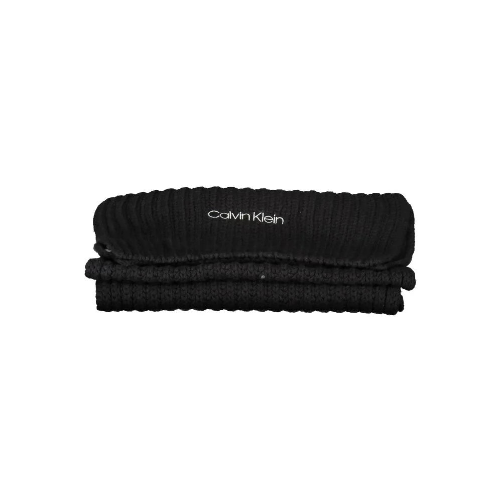 Calvin Klein Black Cotton Scarf - Scarves & Shawls
