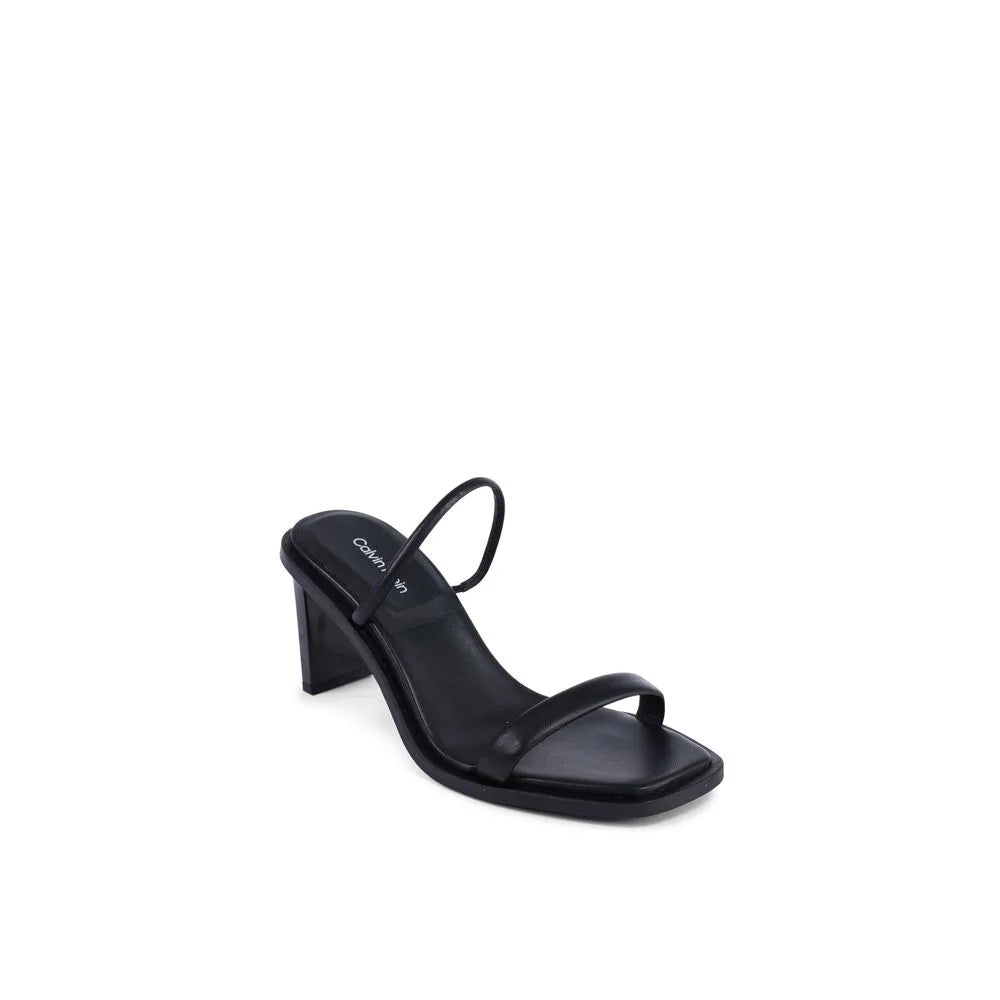 Calvin Klein Black Leather Stiletto Heel Sandals - EU40/US10