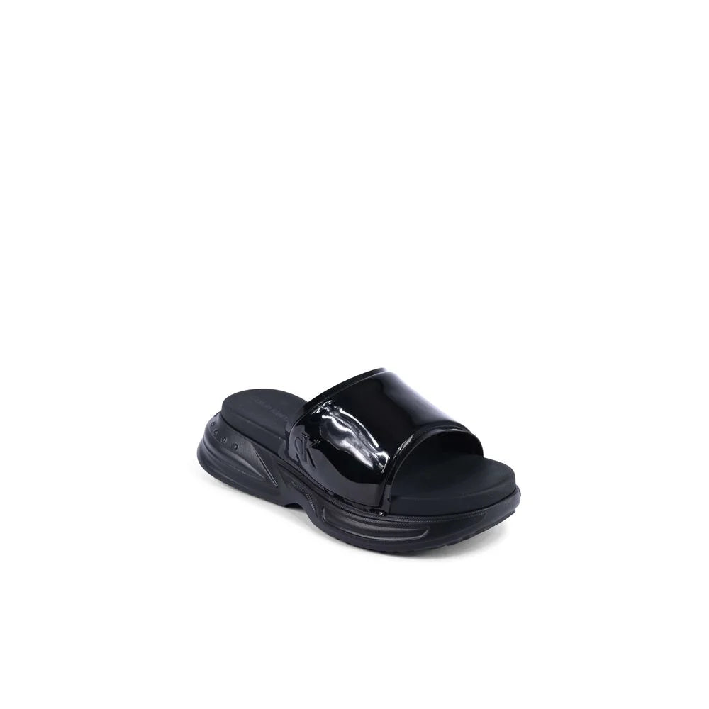 Calvin Klein Black Polyurethane Slides - EU37/US7 - Sandals
