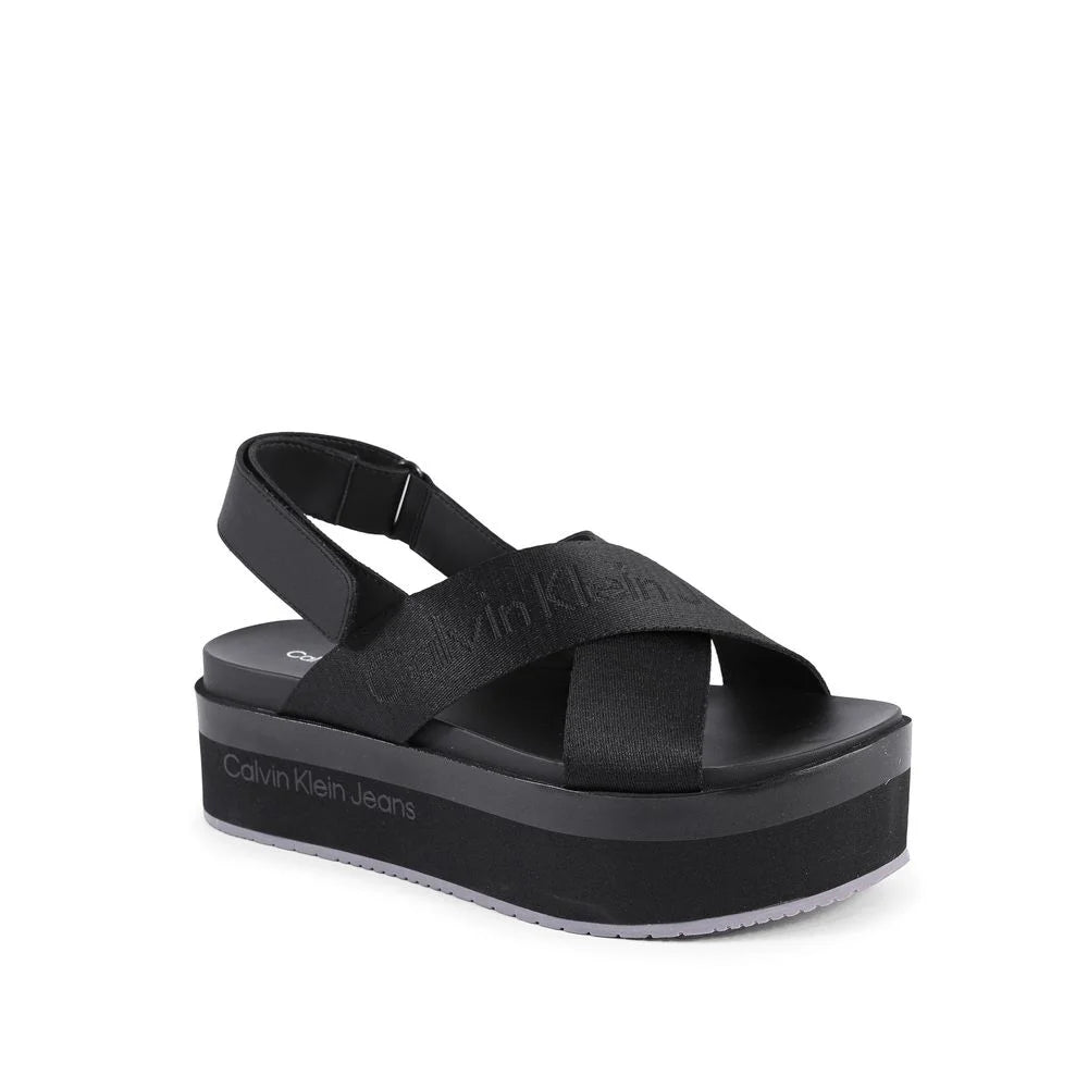 Calvin Klein Black Recycled Polyester Platform Sandals - EU37/US7 - Sandals