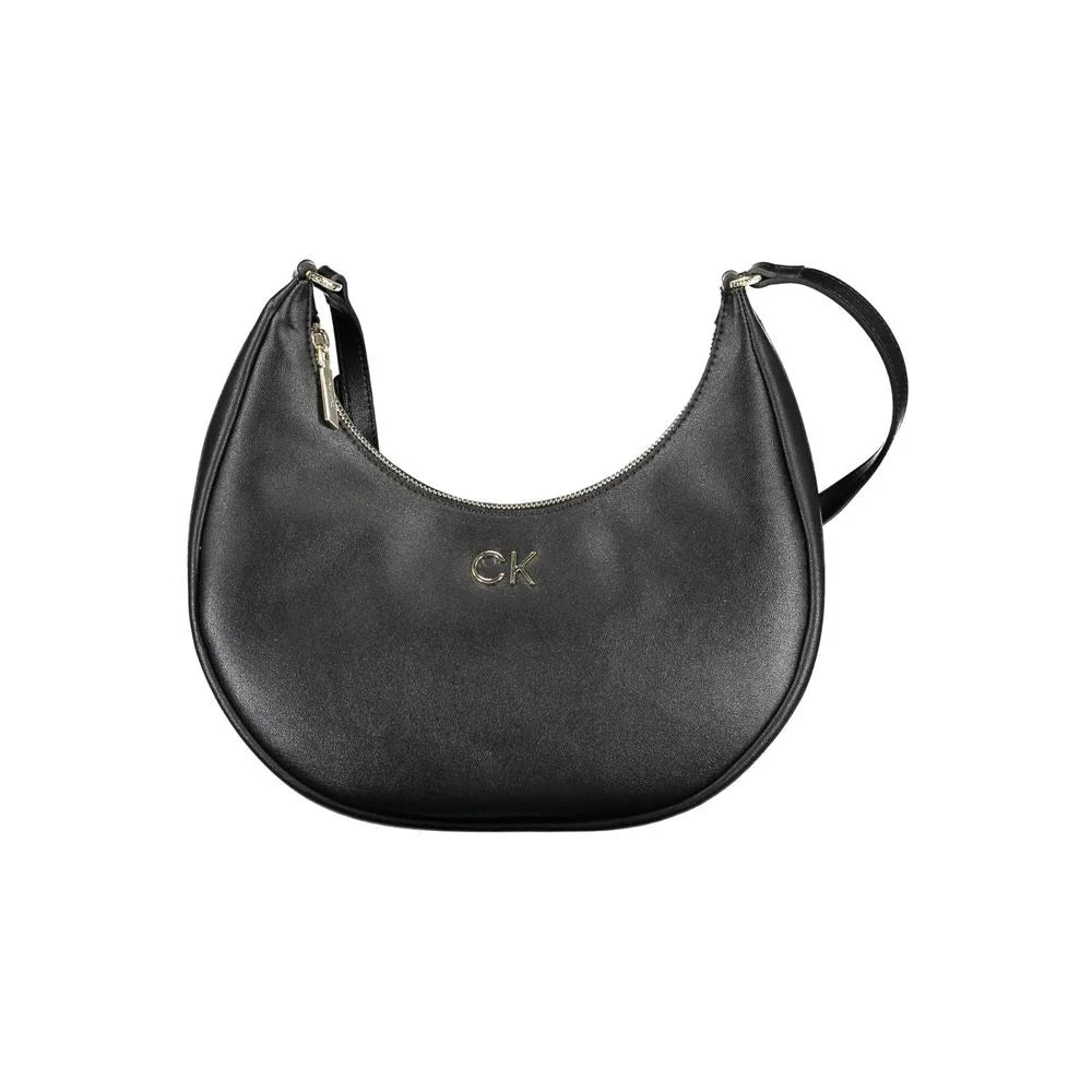 Calvin Klein Black Recycled Polyester Women Handbag - Half-Moon Bags