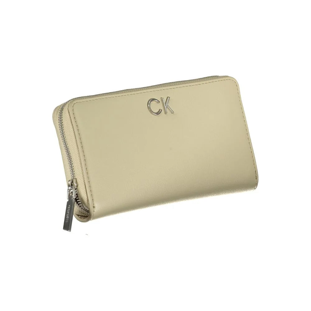 Calvin Klein Elegant Beige Zip Wallet with RFID Blocking - Wallets