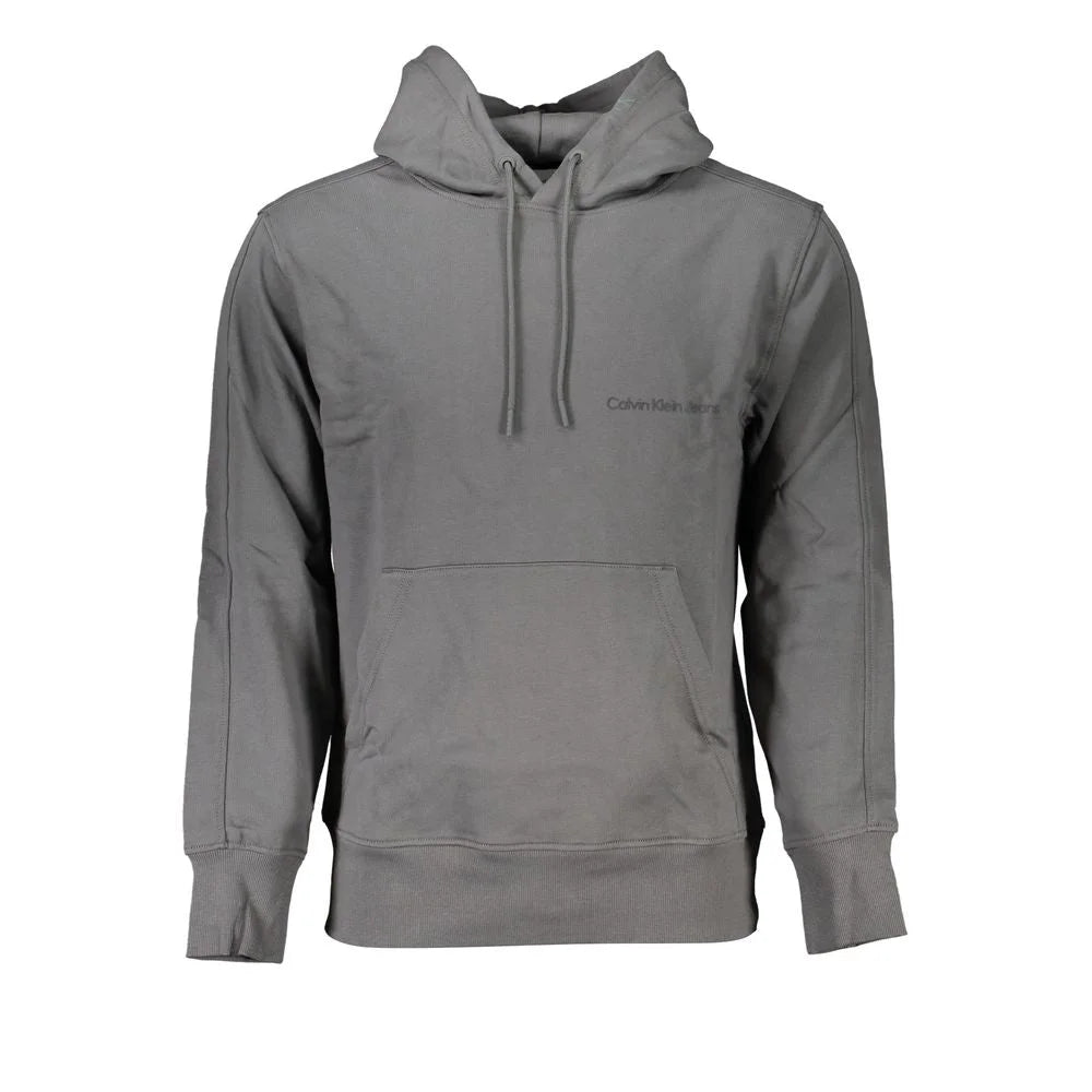 Calvin Klein Elegant Gray Hooded Sweatshirt - Hoodies
